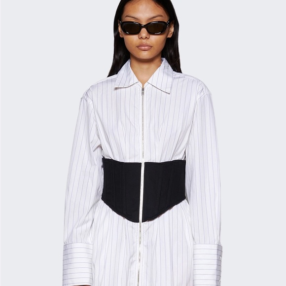 Dion Lee INTERNAL SHIRT CORSET DRESS WHITE AND BLACK - Picture 3 of 6